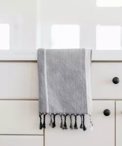 Home & Loft Tribeca Turkish Hand Towel - Gray Stripe