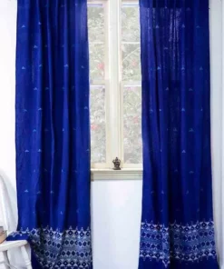 Ichcha Handcrafted Border Indigo Curtain
