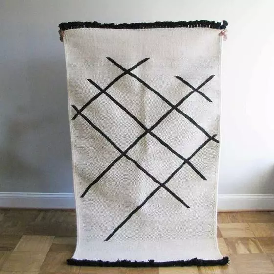 Ichcha Home Goods Cross Hatch Dhurrie Rug 1 Ichcha Home Goods Cross Hatch Dhurrie Rug