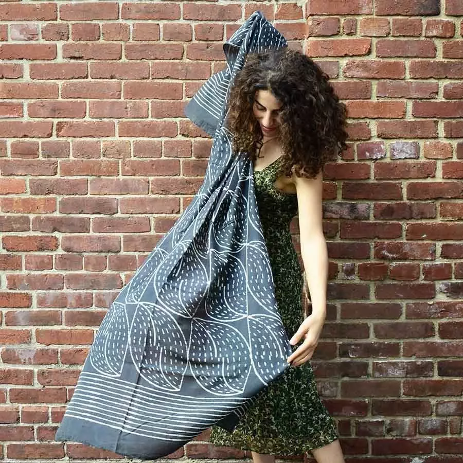 Ichcha Handcrafted Nimboo Black Scarf 3 Ichcha Handcrafted Nimboo Black Scarf