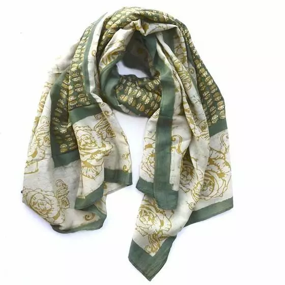 Ichcha Accessories Green Rose Scarf 1 Ichcha Accessories Green Rose Scarf