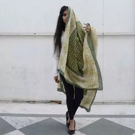 Ichcha Accessories Green Rose Scarf 7 Ichcha Accessories Green Rose Scarf