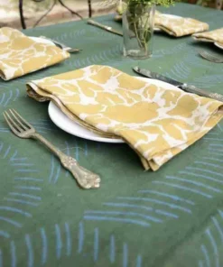 Ichcha Kitchen + Dining Green Rose Tablecloth