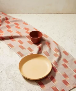 Made Trade Handcrafted Ikat Table Runner In Rust - SAMPLE
