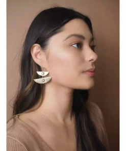 Iron Oxide Stacked Moon Earrings