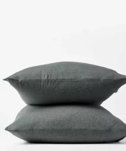 Coyuchi Home Goods Jersey Envelope Pillowcase Set - Charcoal Heather