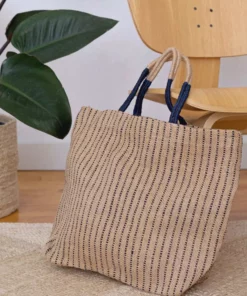 Will & Atlas Accessories Jute Shopper - Indigo Stripes
