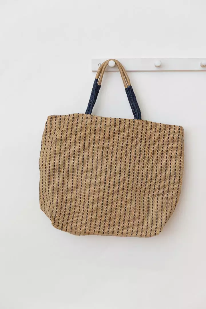 Will & Atlas Accessories Jute Shopper - Indigo Stripes 3 Will & Atlas Accessories Jute Shopper - Indigo Stripes