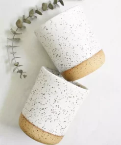 Katie Mudd Simple Speckled Stoneware Sipper Set - White