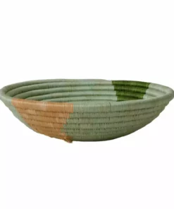 KAZI Apricot + Olive Striped Medium Round Basket Home Goods