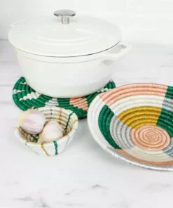 KAZI Medium Metallic Floret Round Basket Home Goods 7 KAZI Medium Metallic Floret Round Basket Home Goods