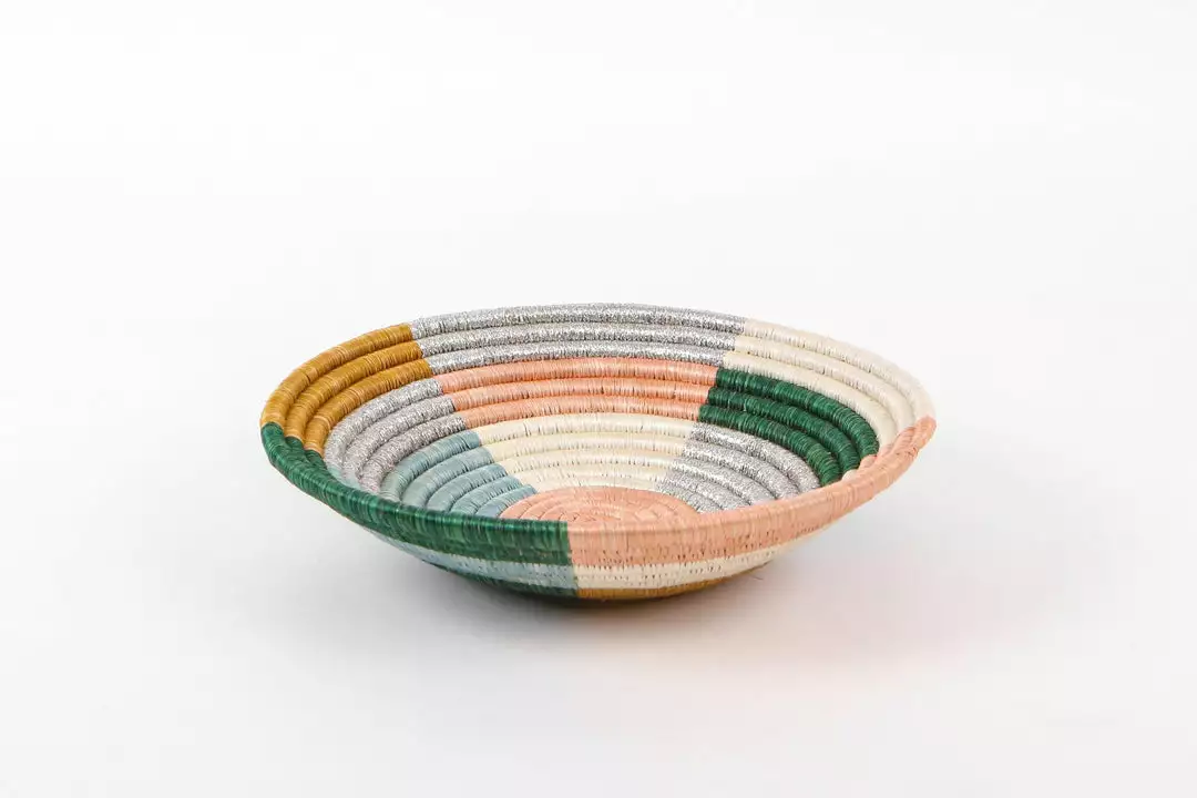 KAZI Medium Metallic Floret Round Basket Home Goods 4 KAZI Medium Metallic Floret Round Basket Home Goods