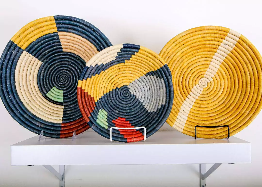 KAZI Medium Mod Abstract Round Basket 2 KAZI Medium Mod Abstract Round Basket