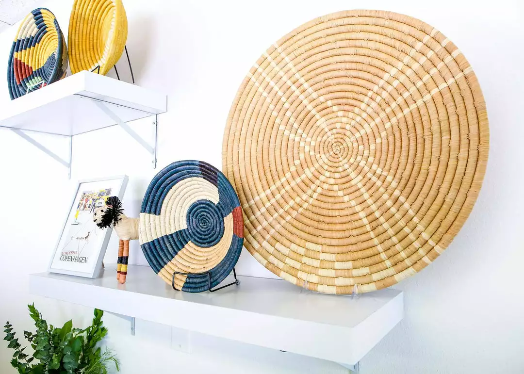 KAZI Medium Mod Abstract Round Basket 4 KAZI Medium Mod Abstract Round Basket