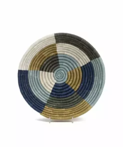 KAZI Medium Silver Blue Umuseke Round Basket Home Goods