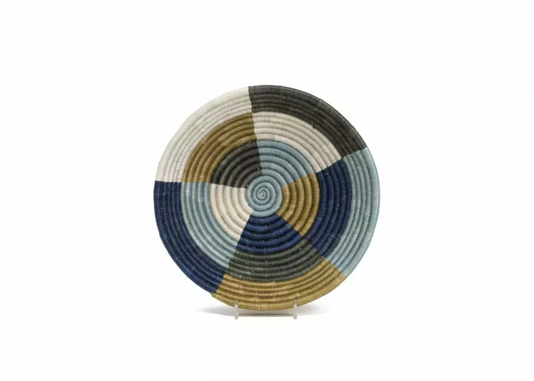 KAZI Medium Silver Blue Umuseke Round Basket Home Goods 1 KAZI Medium Silver Blue Umuseke Round Basket Home Goods