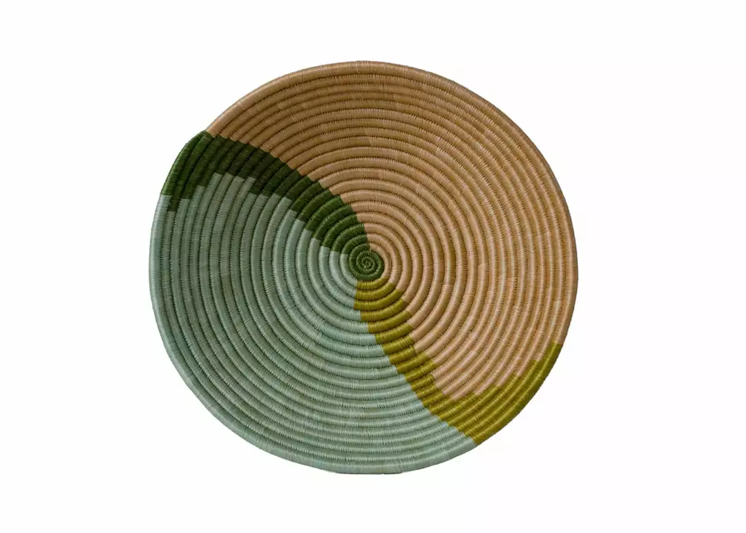 KAZI Home Goods Apricot + Seafoam Large Round Basket 1 KAZI Home Goods Apricot + Seafoam Large Round Basket