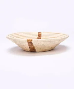KAZI Large Banana Bark Striped Round Basket