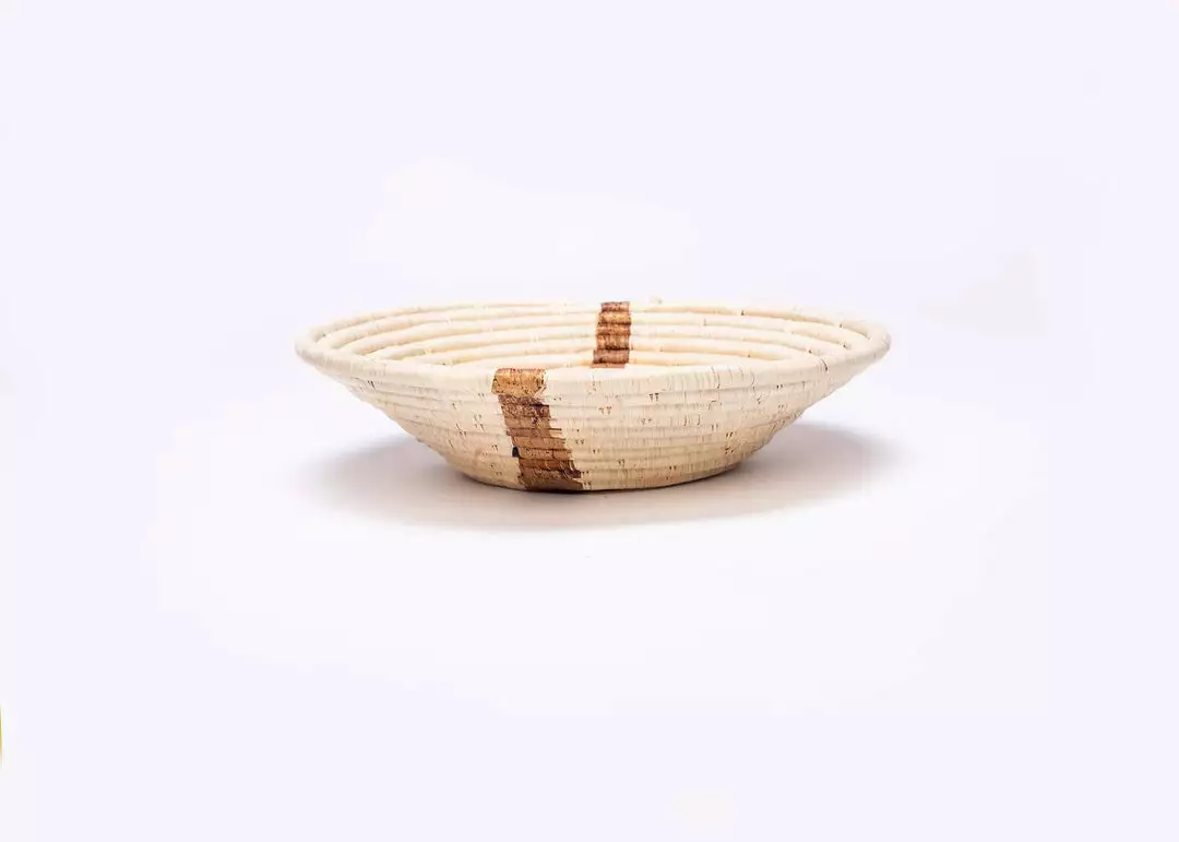 KAZI Large Banana Bark Striped Round Basket 2 KAZI Large Banana Bark Striped Round Basket