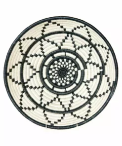 KAZI Large Black + White Thousand Hills Round Basket Home Goods
