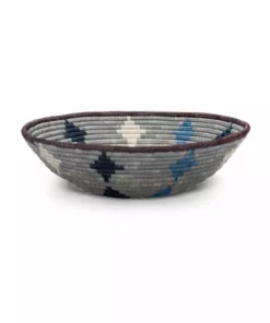KAZI Large Blue Diamond Round Basket Home Goods