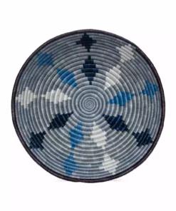 KAZI Large Blue Diamond Round Basket Home Goods