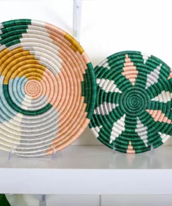 KAZI Large Metallic Floret Kijani Round Basket Home Goods