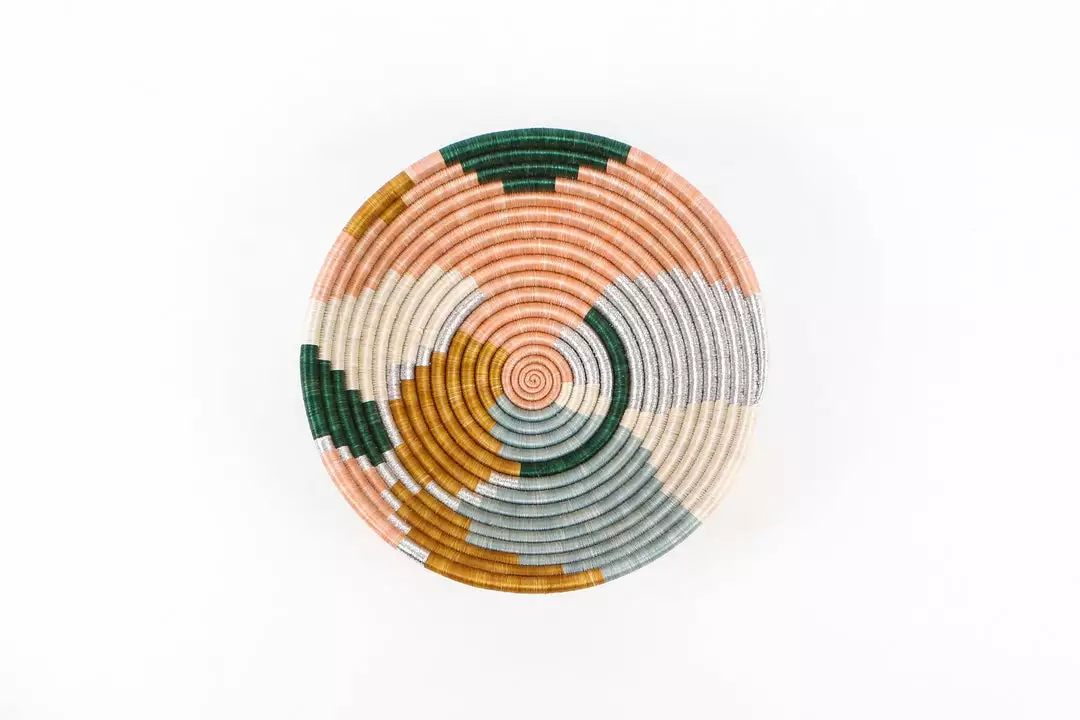 KAZI Large Metallic Floret Kijani Round Basket Home Goods 1 KAZI Large Metallic Floret Kijani Round Basket Home Goods