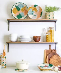 KAZI Large Metallic Floret Kijani Round Basket Home Goods 7 KAZI Large Metallic Floret Kijani Round Basket Home Goods