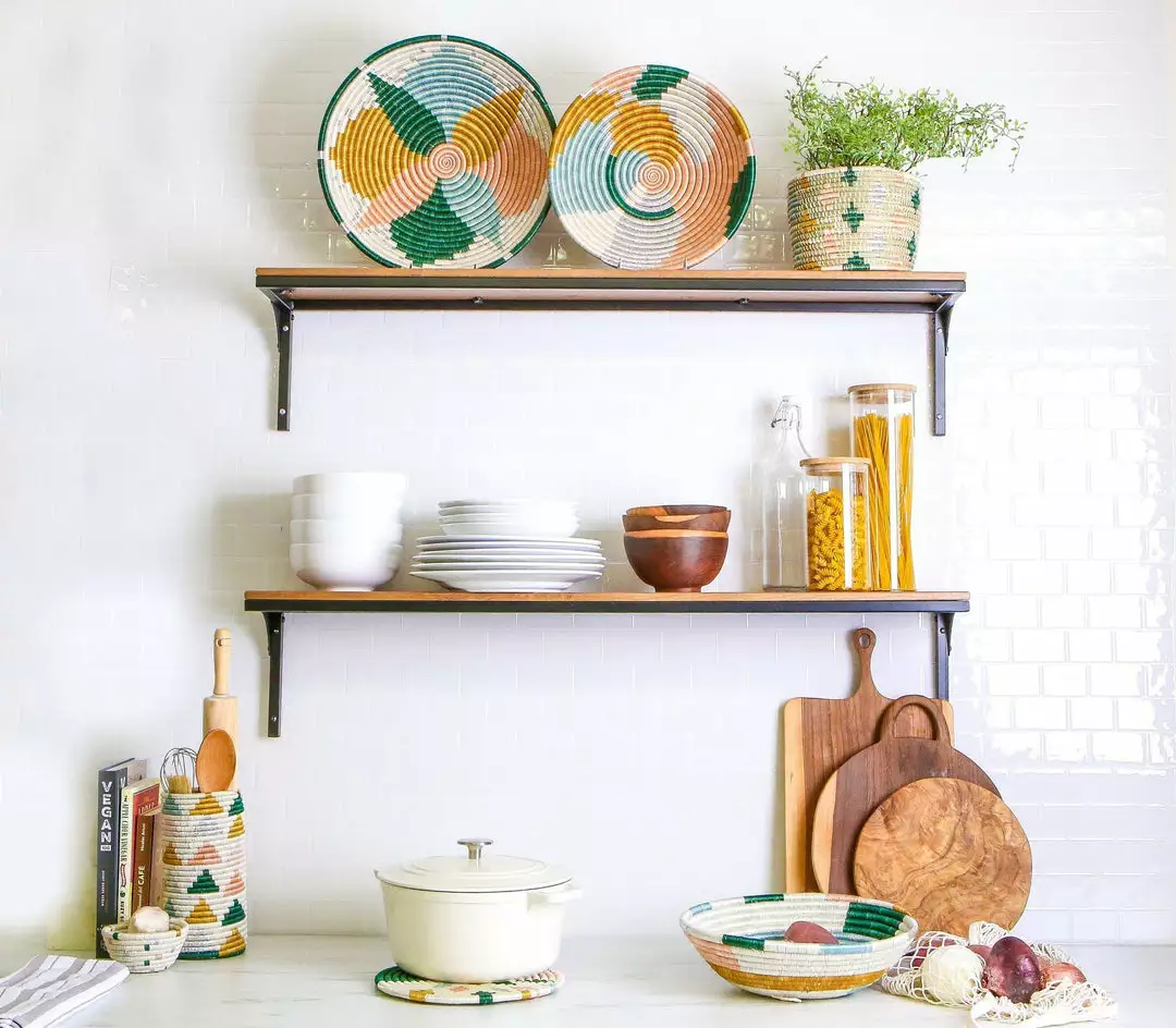 KAZI Large Metallic Floret Kijani Round Basket Home Goods 3 KAZI Large Metallic Floret Kijani Round Basket Home Goods