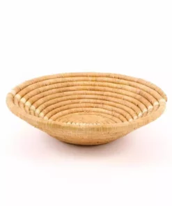 KAZI Large Tan Striped Round Basket