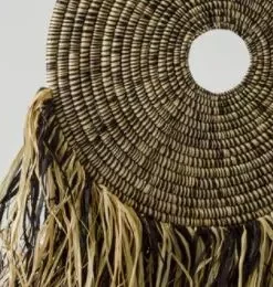 KAZI Home Goods Small Black Woven Wall Disc Art