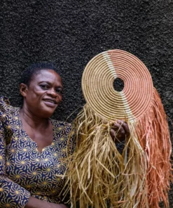 KAZI Home Goods Small Peach + Tan Woven Wall Disc Art 7 KAZI Home Goods Small Peach + Tan Woven Wall Disc Art