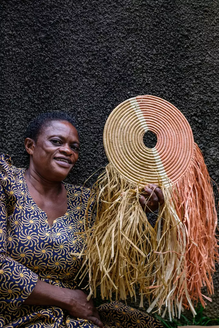 KAZI Home Goods Small Peach + Tan Woven Wall Disc Art 4 KAZI Home Goods Small Peach + Tan Woven Wall Disc Art