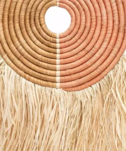KAZI Home Goods Small Peach + Tan Woven Wall Disc Art 6 KAZI Home Goods Small Peach + Tan Woven Wall Disc Art