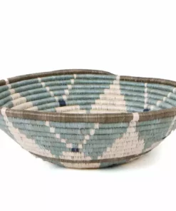 KAZI Home Goods Extra Large Silver Blue Hope Round Basket