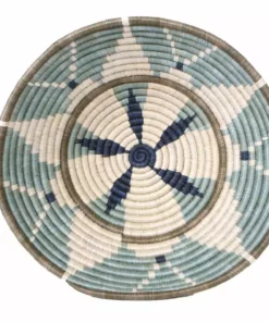 KAZI Home Goods Extra Large Silver Blue Hope Round Basket