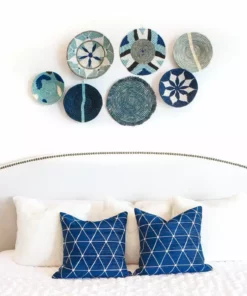 KAZI Home Goods Extra Large Silver Blue Hope Round Basket