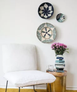 KAZI Home Goods Extra Large Silver Blue Hope Round Basket