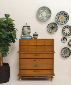 KAZI Extra Large Silver Blue + Navy Round Basket Home Goods