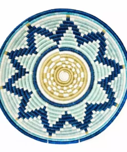 KAZI Extra Large Silver Blue + Navy Round Basket Home Goods