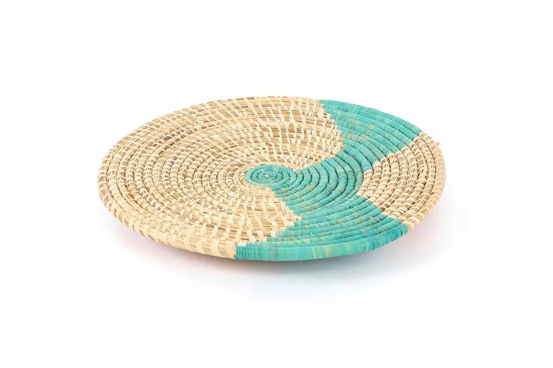 KAZI Home Goods Natural And Turquoise Plate 3 KAZI Home Goods Natural And Turquoise Plate