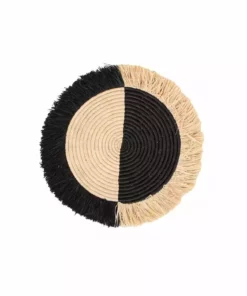 KAZI Small Black Half Moon Fringed Wall Disc Home Goods