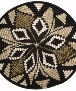 KAZI Large Black Tilda Plate Woven Wall Plate