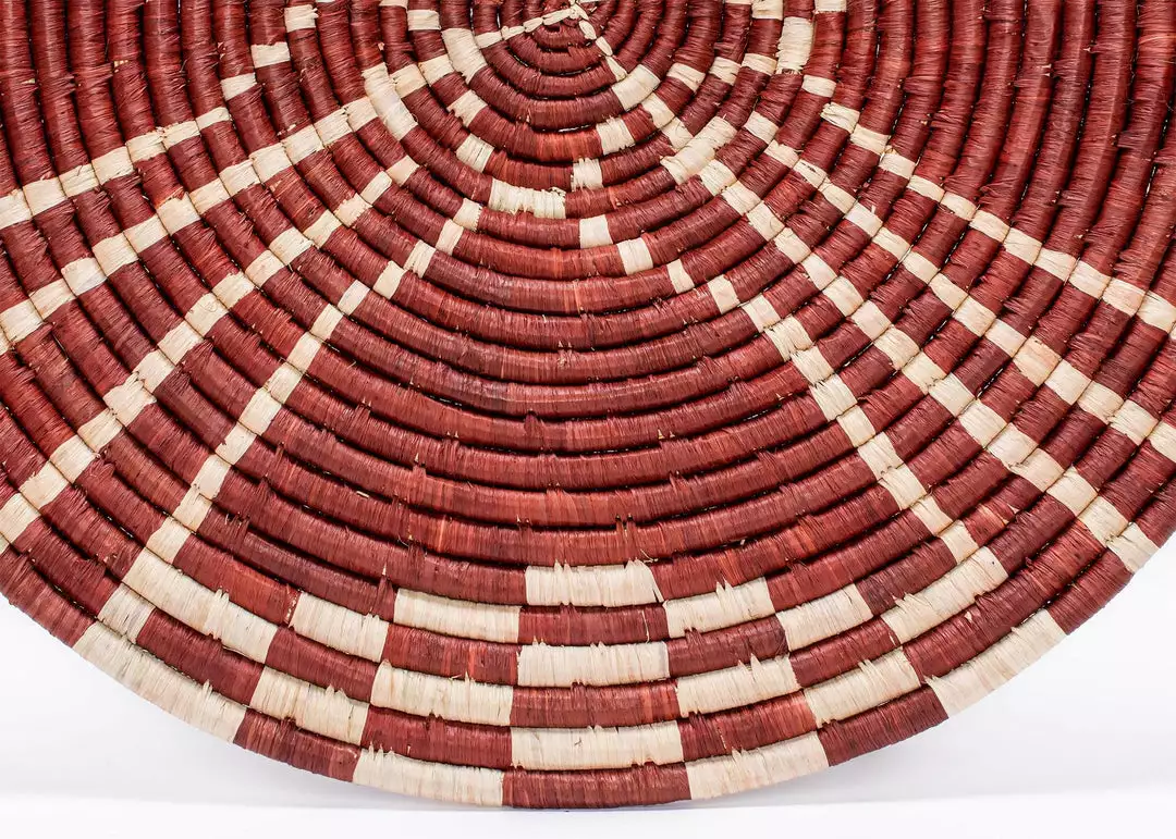 KAZI Home Goods Large Burgundy Sanaa Woven Wall Plate 3 KAZI Home Goods Large Burgundy Sanaa Woven Wall Plate