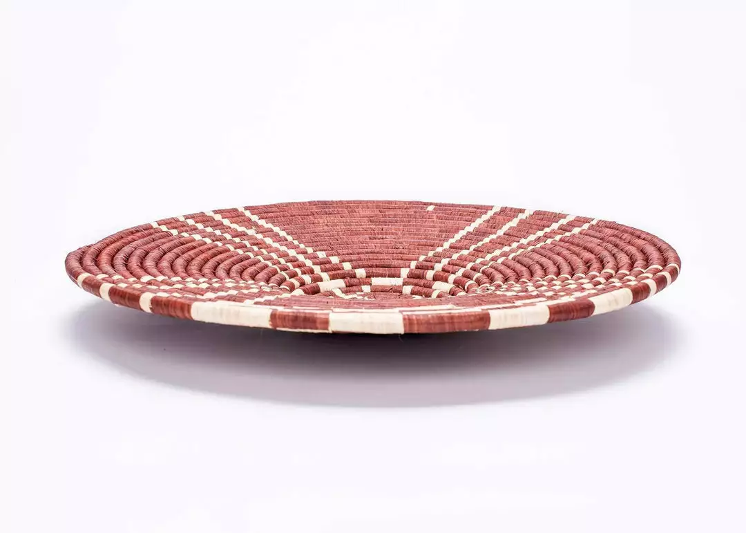 KAZI Home Goods Large Burgundy Sanaa Woven Wall Plate 4 KAZI Home Goods Large Burgundy Sanaa Woven Wall Plate