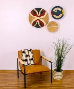 KAZI Large Forest Green + Burgundy Tabia Woven Wall Plate Home Goods