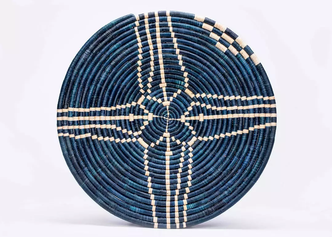 KAZI Home Goods Large Navy Sanaa Woven Wall Plate 3 KAZI Home Goods Large Navy Sanaa Woven Wall Plate