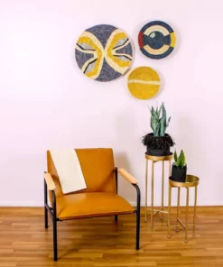 KAZI Large Opal Gray + Mustard Tabia Wall Plate Home Goods