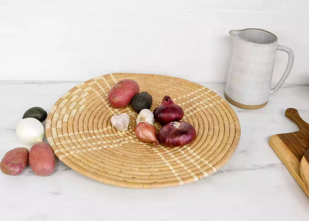 KAZI Large Tan Sanaa Woven Wall Plate Home Goods 4 KAZI Large Tan Sanaa Woven Wall Plate Home Goods